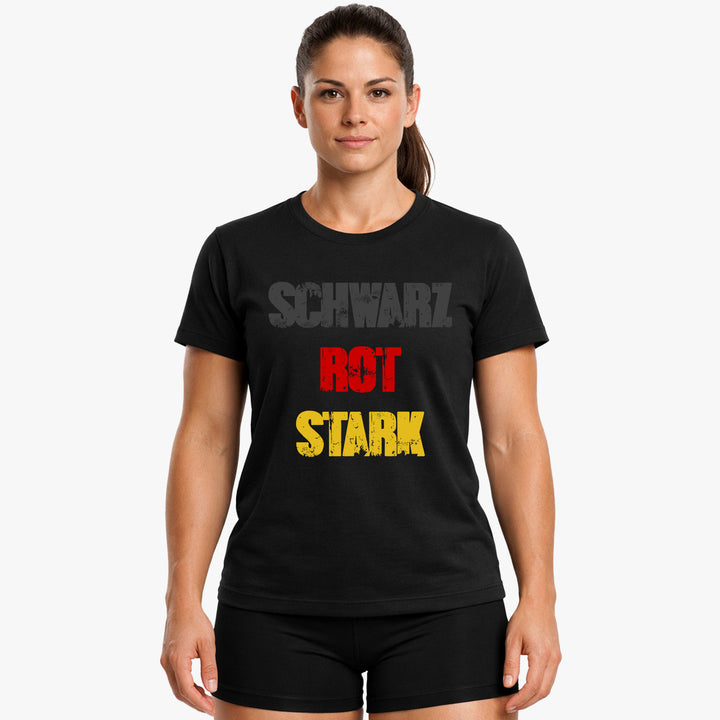 Schwarz Rot Stark T-Shirt